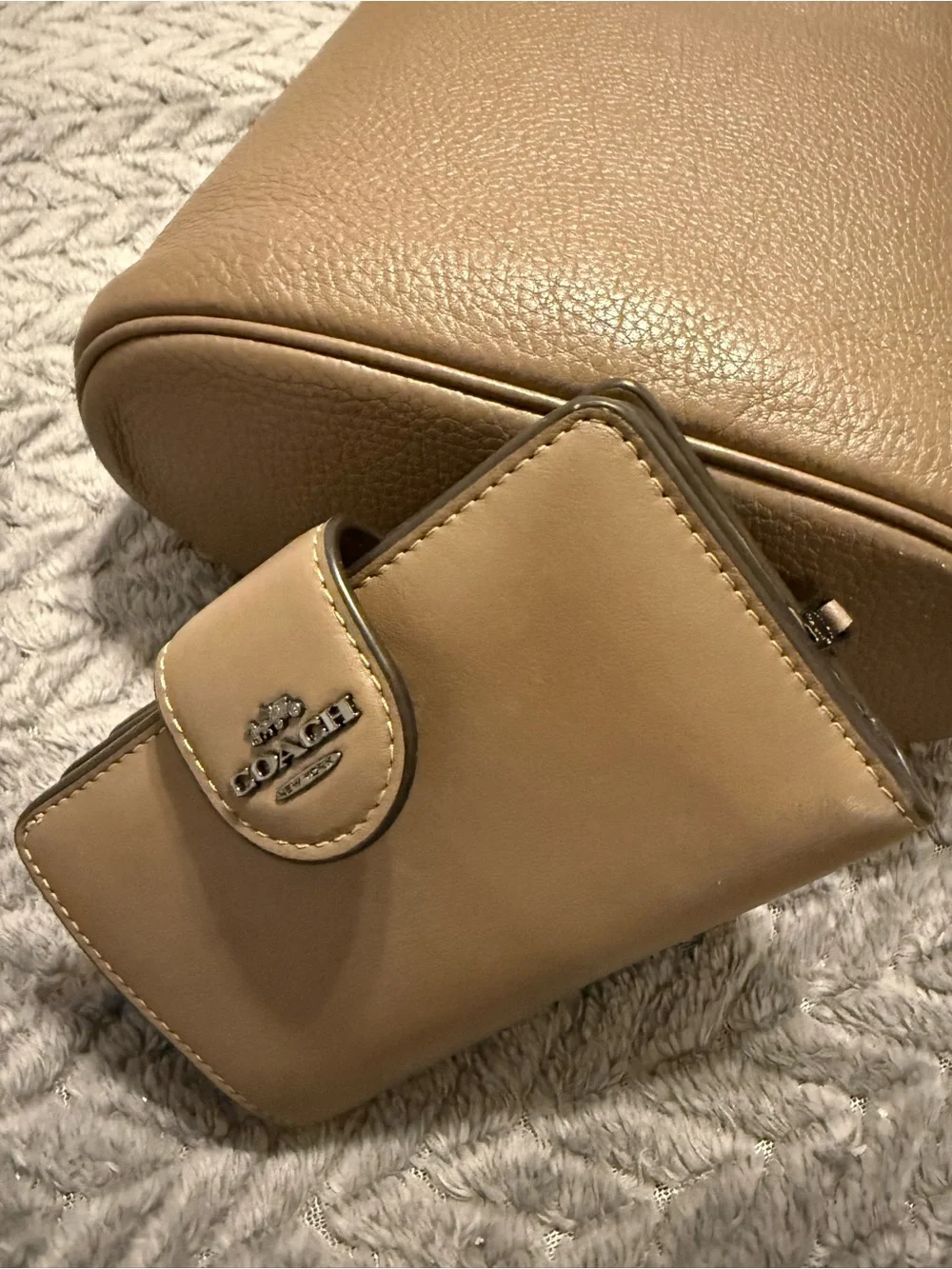Coach Tan Pebbled Leather Crossbody with Matching Wallet